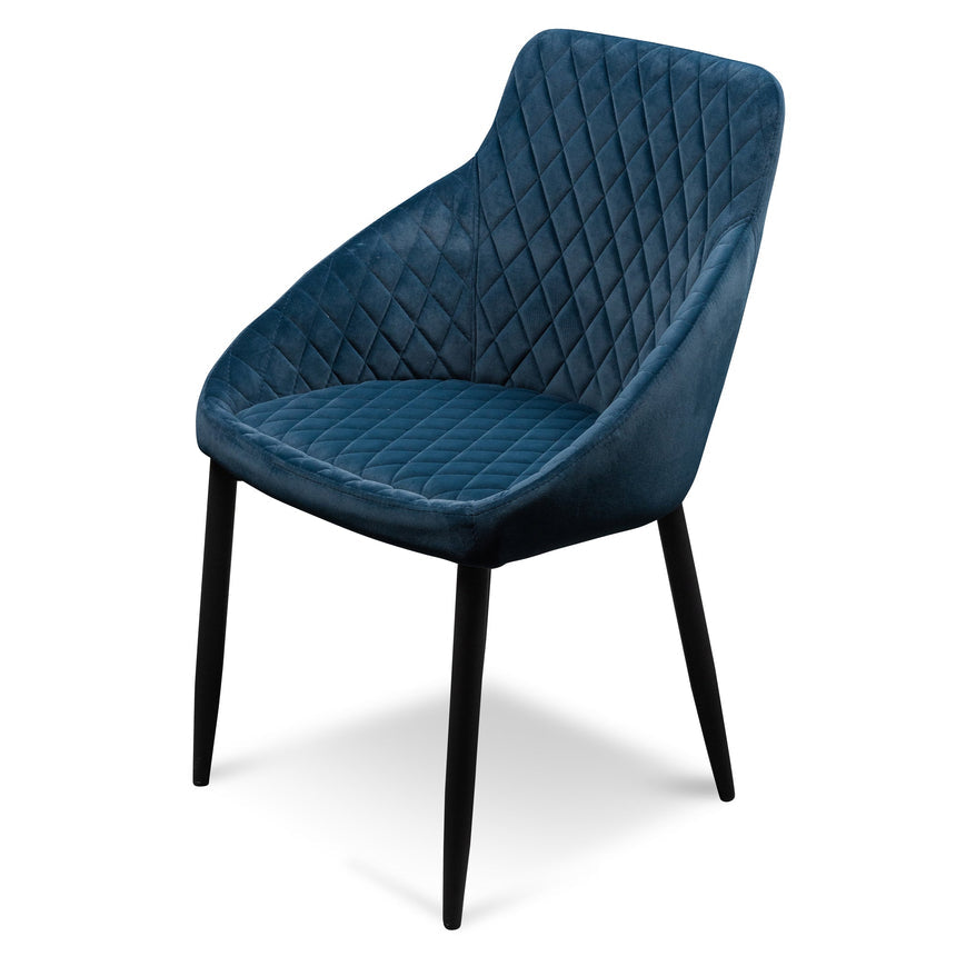 Dining Chair - Navy Blue Velvet with Black Legs (Set of 2) - View 2