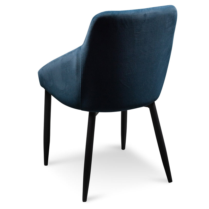 Dining Chair - Navy Blue Velvet with Black Legs (Set of 2) - View 5