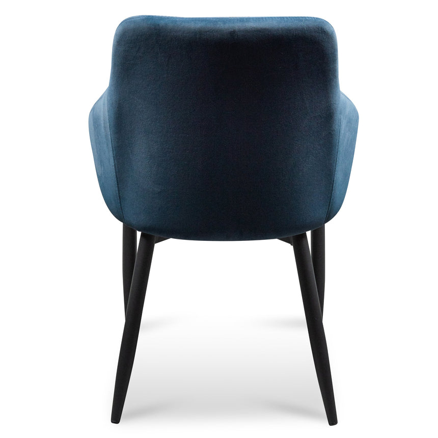 Dining Chair - Navy Blue Velvet with Black Legs (Set of 2) - View 6