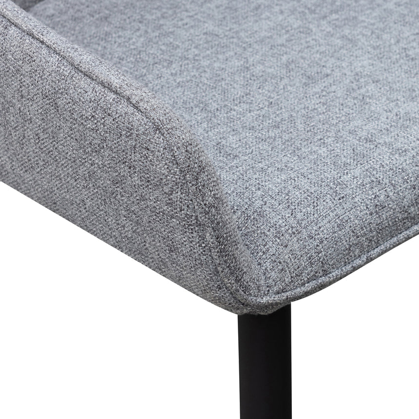 Dining Chair - Pebble Grey Fabric with Black Legs (Set of 2) - View 6