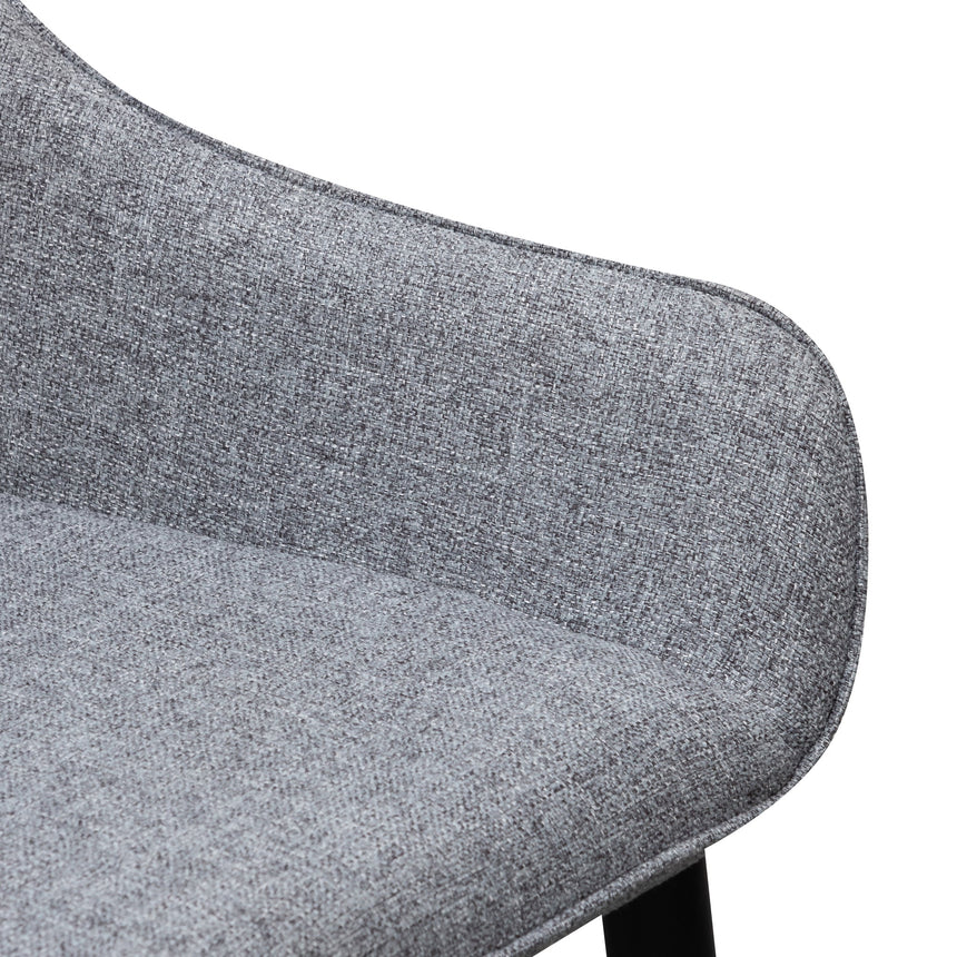 Dining Chair - Pebble Grey Fabric with Black Legs (Set of 2) - View 7