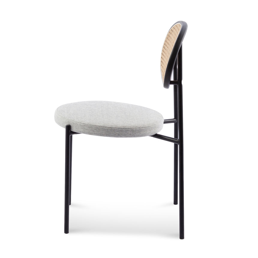 Rattan Back Dining Chair - Silver Grey Fabric - View 2