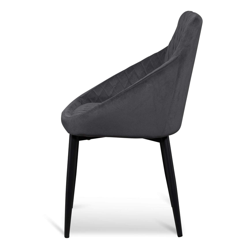 Dining Chair - Grey Velvet in Black Legs (Set of 2) - View 4