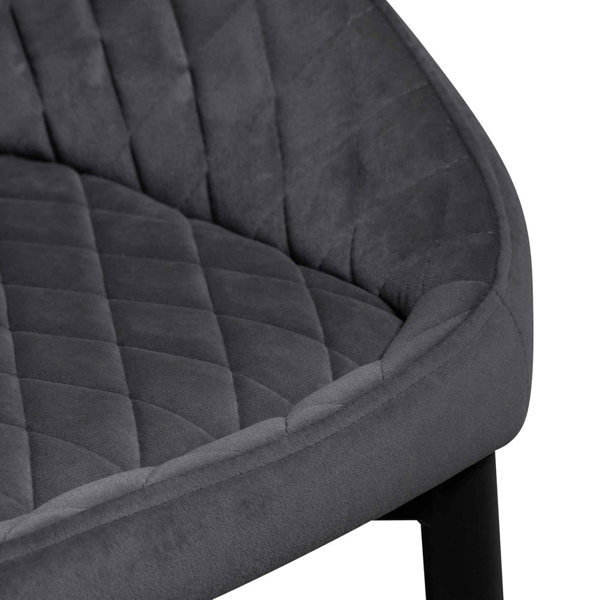 Dining Chair - Grey Velvet in Black Legs (Set of 2) - View 8