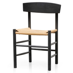 Rattan Black Dining Chair - Natural Seat (Set of 2)