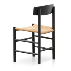 Rattan Black Dining Chair - Natural Seat (Set of 2)