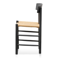 Rattan Black Dining Chair - Natural Seat (Set of 2)
