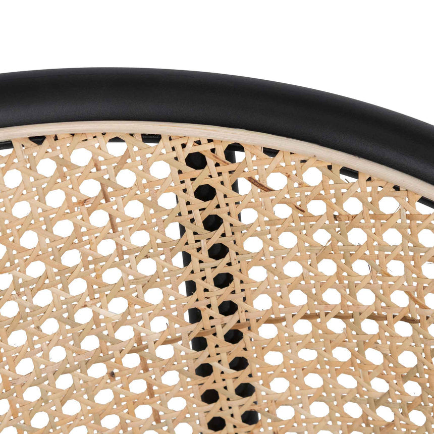 Fabric Dining Chair - Grey with Rattan Back (Set of 2) - View 11