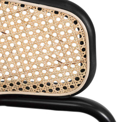 CDC6638-SD Fabric Dining Chair - Grey with Rattan Back (Set of 2)