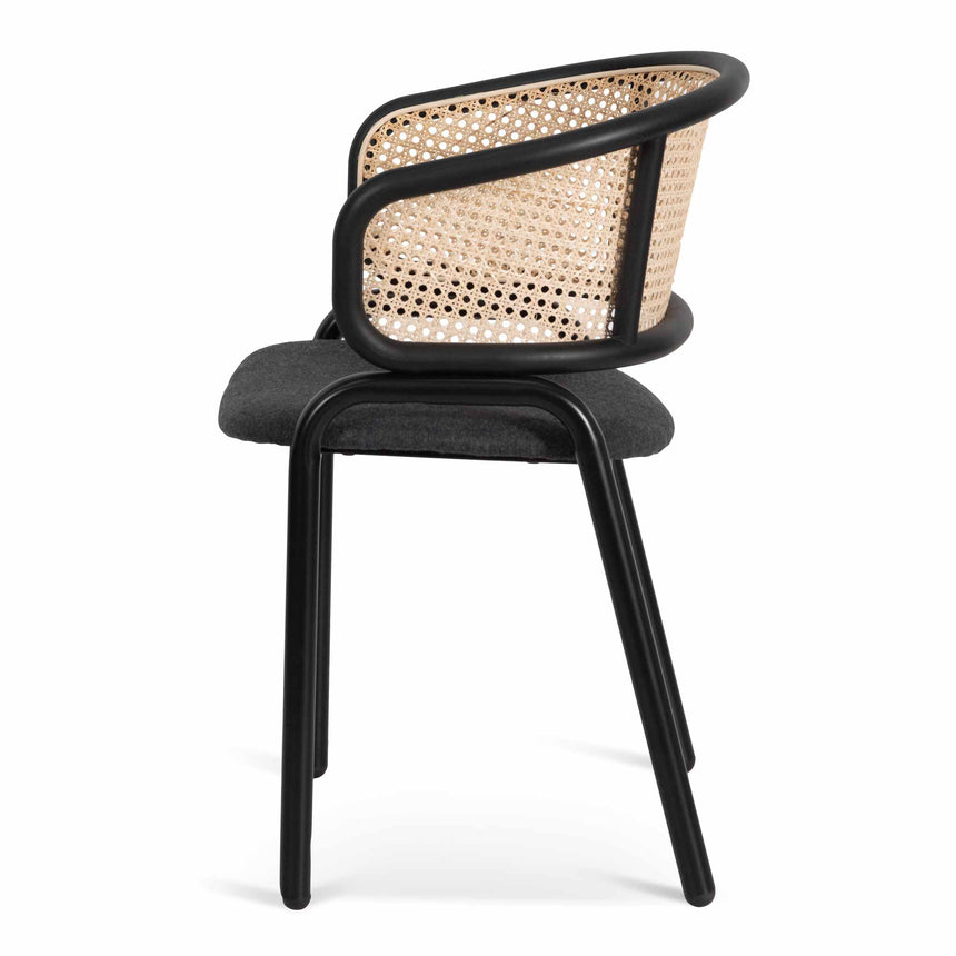 Fabric Dining Chair - Grey with Rattan Back (Set of 2) - View 5
