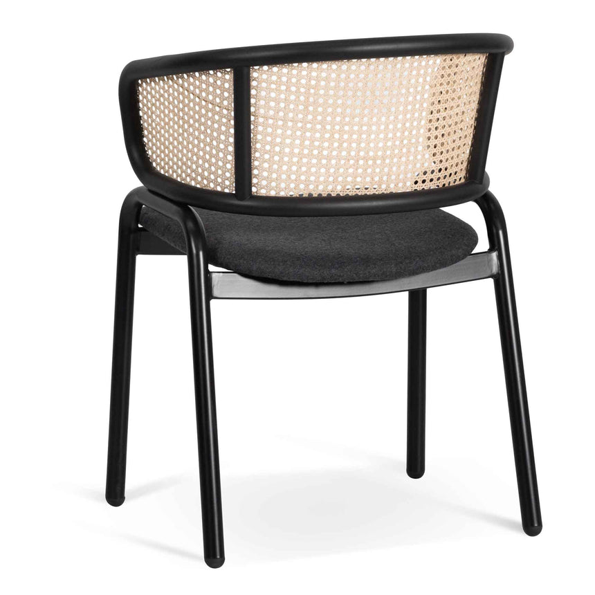 Fabric Dining Chair - Grey with Rattan Back (Set of 2) - View 6