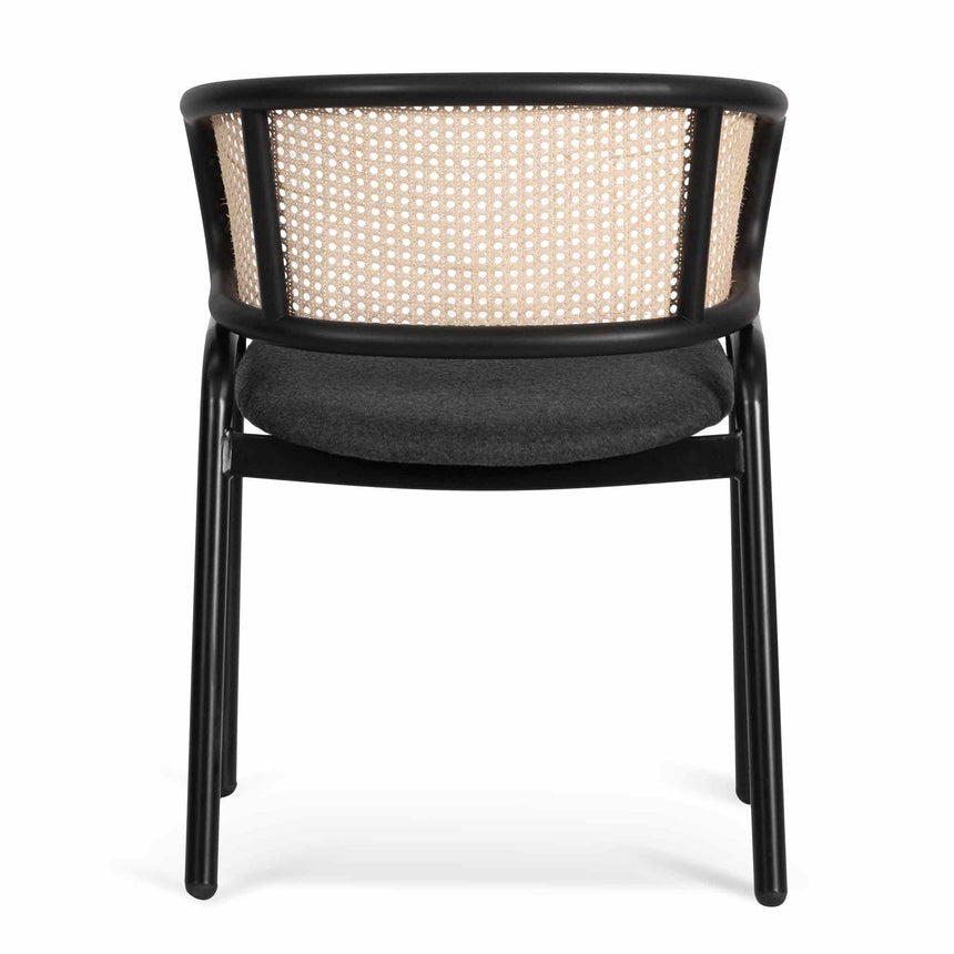 Fabric Dining Chair - Grey with Rattan Back (Set of 2) - View 7