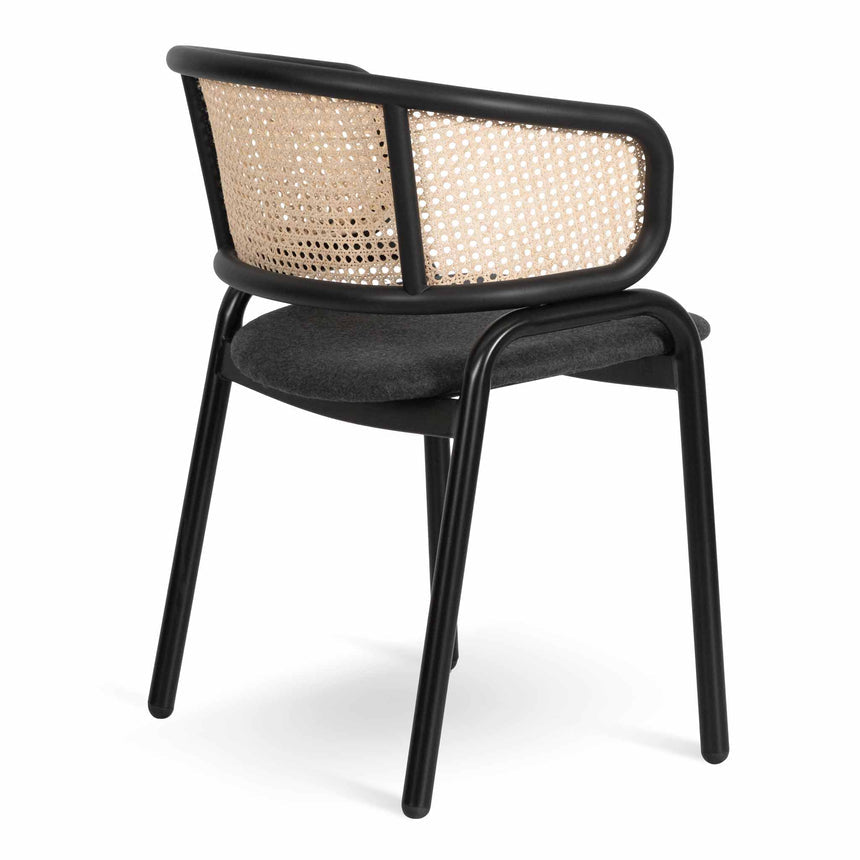Fabric Dining Chair - Grey with Rattan Back (Set of 2) - View 8