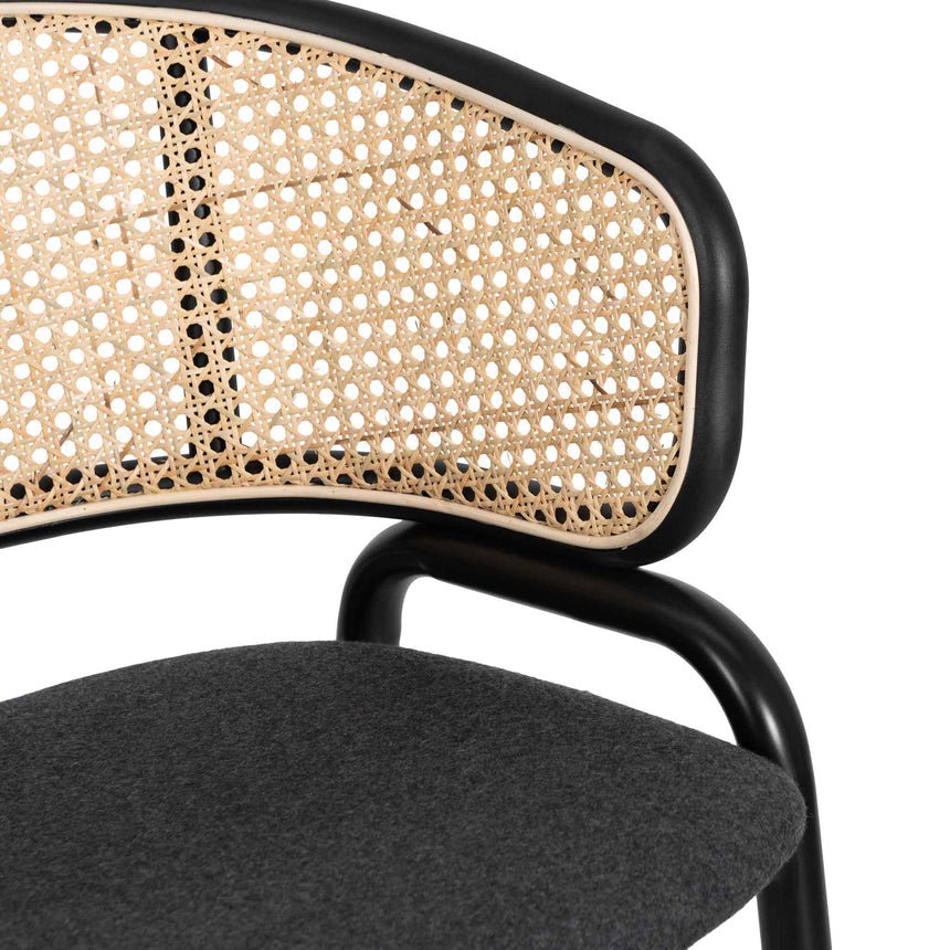Fabric Dining Chair - Grey with Rattan Back (Set of 2) - View 10