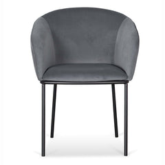 Ex Display - CDC6677-ST Dining Chair - Grey Velvet in Black Legs