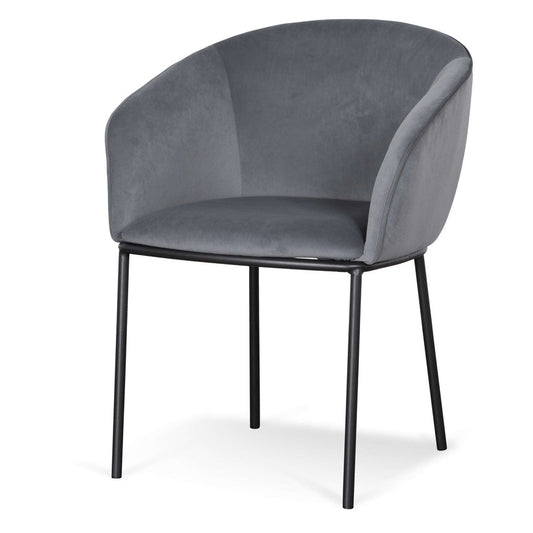 Ex Display - CDC6677-ST Dining Chair - Grey Velvet in Black Legs