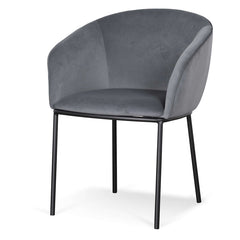 Ex Display - CDC6677-ST Dining Chair - Grey Velvet in Black Legs