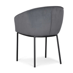 Ex Display - CDC6677-ST Dining Chair - Grey Velvet in Black Legs