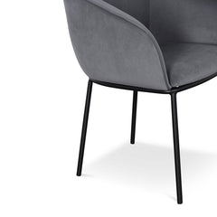 Ex Display - CDC6677-ST Dining Chair - Grey Velvet in Black Legs