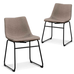 CDC6851-SE Fabric Dining Chair - Brown Grey (Set of 2)