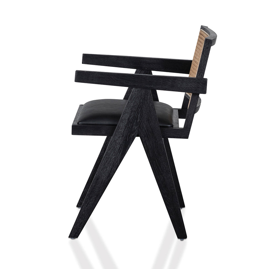 Rattan Dining Chair - Black - View 2
