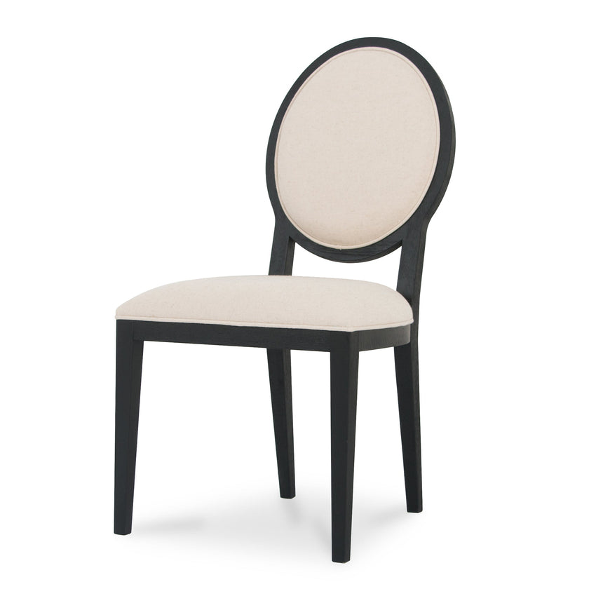 Light Beige Fabric Dining Chair - Black Frame (Set of 2) - View 2