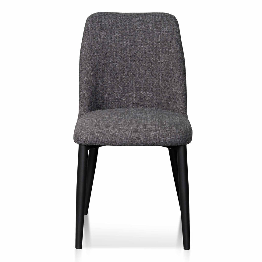 Fabric Dining Chair - Dark Grey with Black Legs (Set of 2) - View 3
