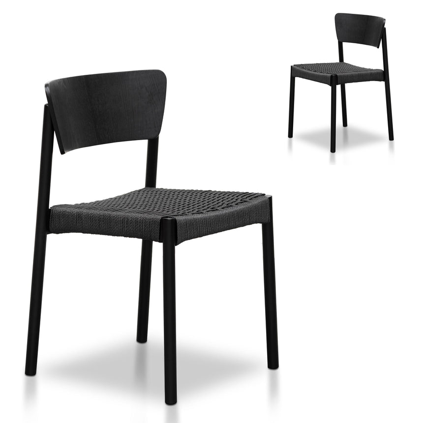Rope Seat Dining Chair - Black (Set of 2)