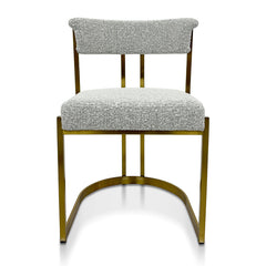 CDC8925-BS Silver Grey Boucle Dining Chair - Golden Base