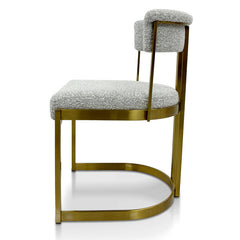 CDC8925-BS Silver Grey Boucle Dining Chair - Golden Base