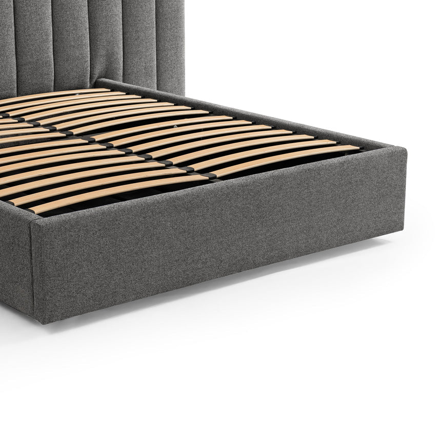 Wide Base King Bed Frame - Spec Charcoal with Storage - View 5