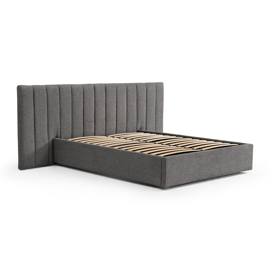 Wide Base King Bed Frame - Spec Charcoal with Storage - View 2