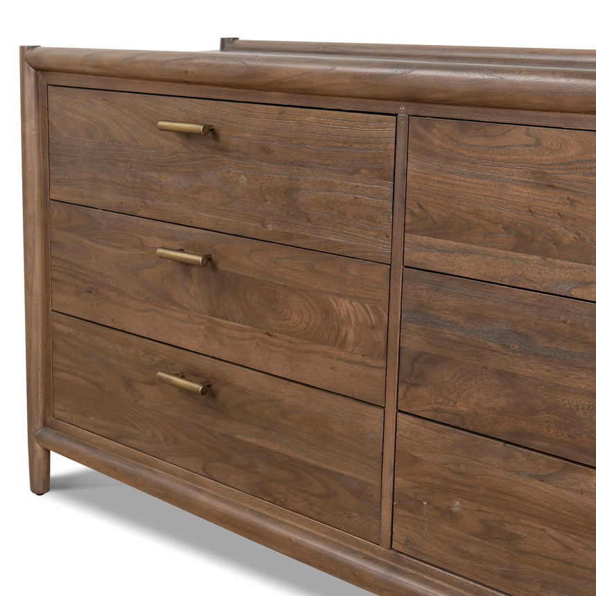 6 Drawer Wooden Chest - Walnut - View 16