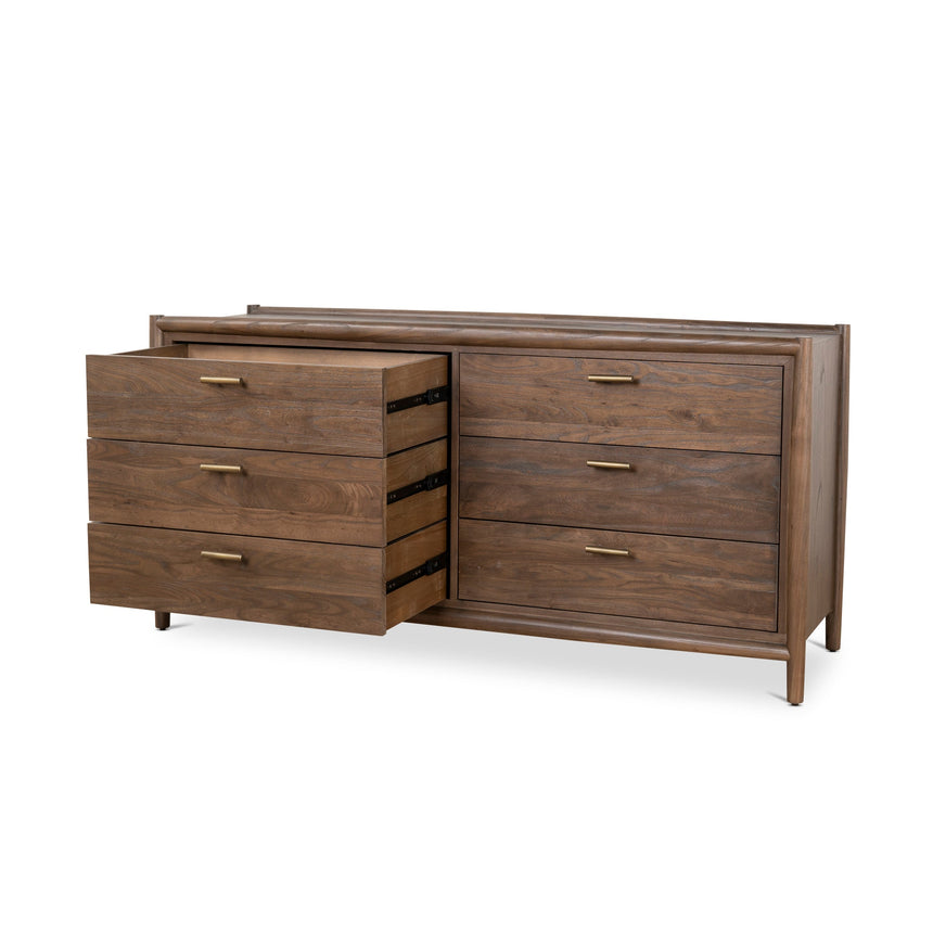 6 Drawer Wooden Chest - Walnut - View 3