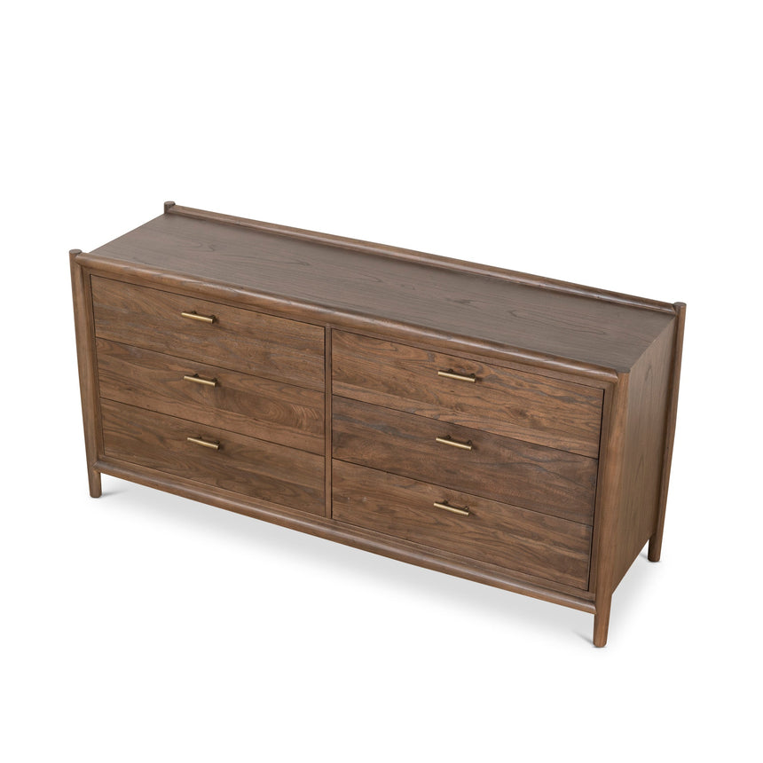 6 Drawer Wooden Chest - Walnut - View 6