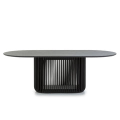 2.2m Oval Dining Table | Black Stain | Myka Home