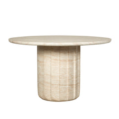 1.3m Round Concrete Dining Table | Light Travertine Look | Myka Home