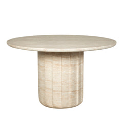 1.3m Round Concrete Dining Table | Light Travertine Look | Myka Home