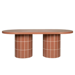 2m Concrete Oval Dining Table- | Terracotta | Myka Home