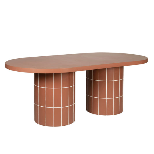 2m Concrete Oval Dining Table- | Terracotta | Myka Home