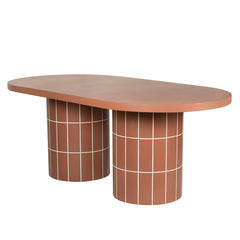 2m Concrete Oval Dining Table- | Terracotta | Myka Home