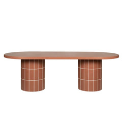 240cm Concrete Oval Dining Table | Terracotta | Myka Home