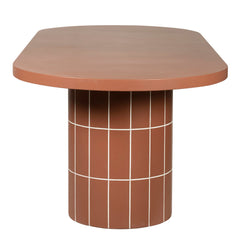 240cm Concrete Oval Dining Table | Terracotta | Myka Home