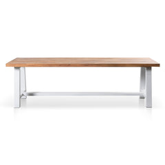 2.5m Outdoor Dining Table - Natural Top and White Base - View 2