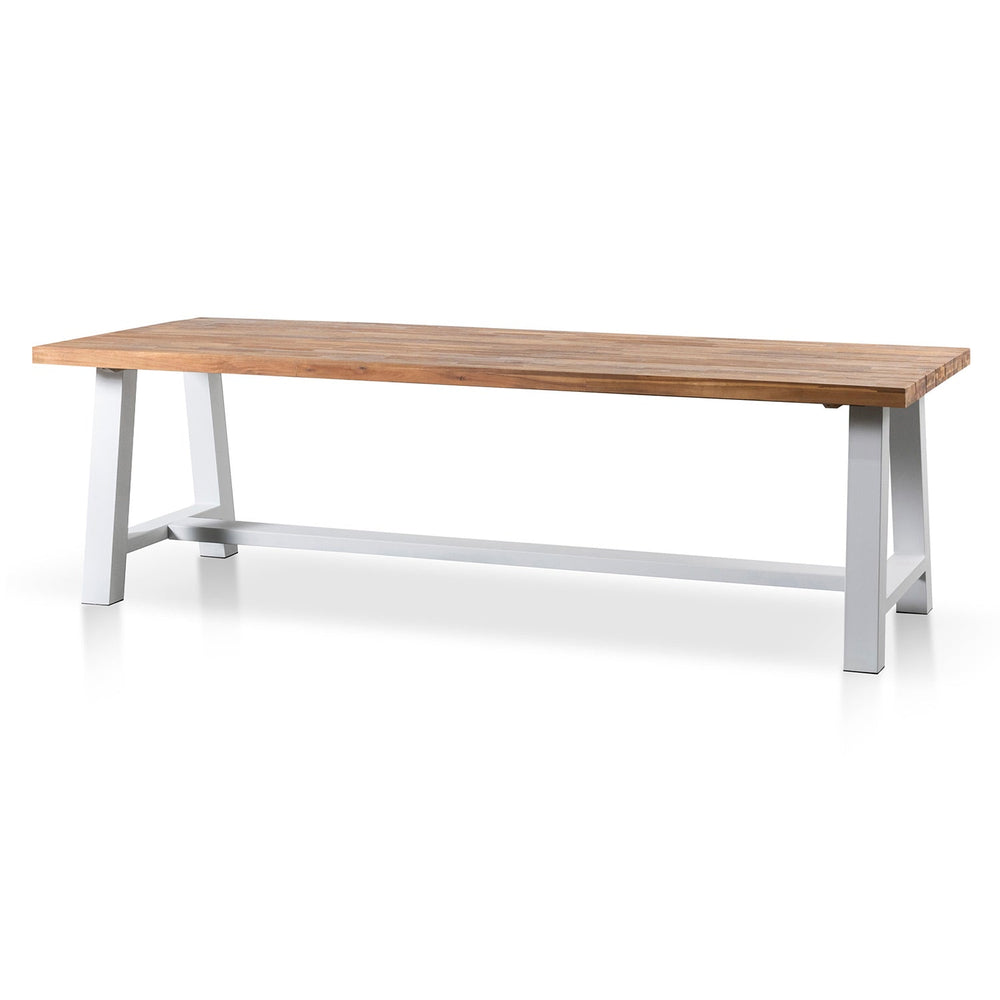 2.5m Outdoor Dining Table - Natural Top and White Base - View 3