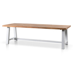 2.5m Outdoor Dining Table - Natural Top and White Base - View 3