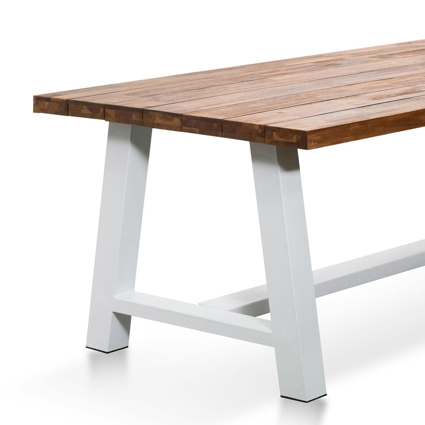 2.5m Outdoor Dining Table - Natural Top and White Base - View 4