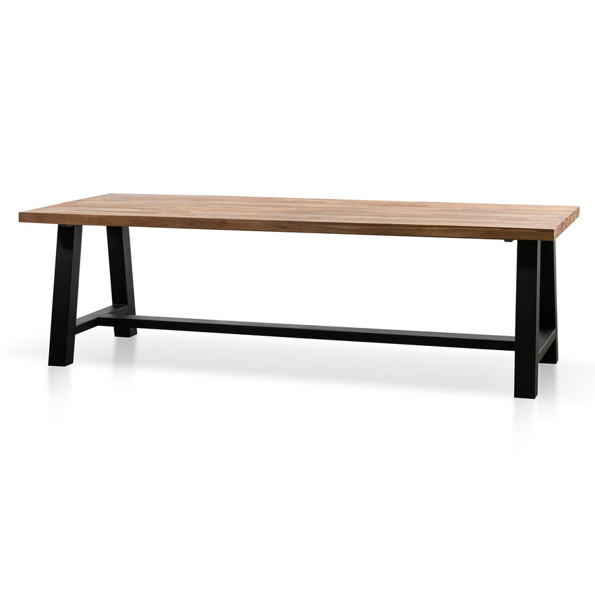 Outdoor Dining Table - Natural Top and Black Base - View 3