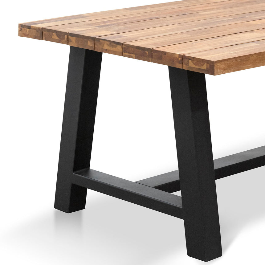 Outdoor Dining Table - Natural Top and Black Base - View 5