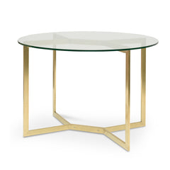 CDT2361-KS 1.2m Round Glass Dining Table - Gold Base